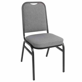 BOLERO - Chaise de banquet avec dossier carré et tissu gris lot de 4