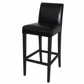 BOLERO - Tabouret de bar haut avec dossier en simili cuir noir