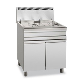 MBM - Friteuse gaz sur coffre professionnelle, 2 cuves 14 L