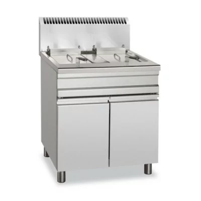 MBM - Friteuse gaz sur coffre professionnelle, 2 cuves 14 L