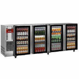 DIAMOND - Refroidisseur de bouteilles inox 4 portes vitrées, 783 L