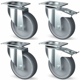 DIAMOND - Kit 4 roues pivotantes inox, 2 avec frein