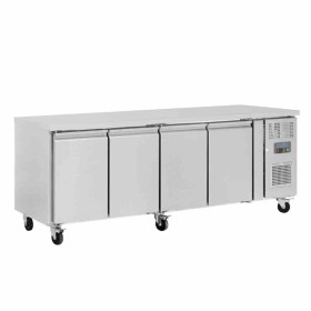 POLAR - Table réfrigérée positive inox 4 portes, capacité 398 L