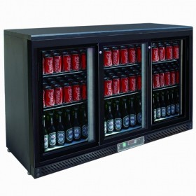 AFI - Arrière bar réfrigéré noir 335 L, 3 portes coulissantes