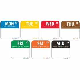 VOGUE - Ensemble d étiquettes codes couleurs jour de la semaine 24mm
