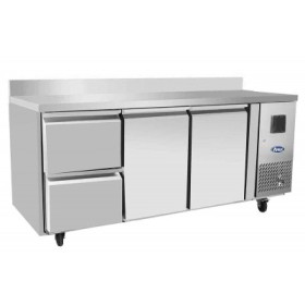 ATOSA - Table réfrigérée 2 portes pleines GN 1/1 et tiroirs avec dosseret