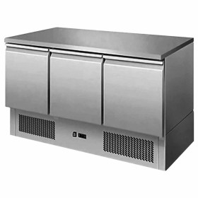 L2G - Table réfrigérée centrale professionnelle 3 portes avec top en inox
