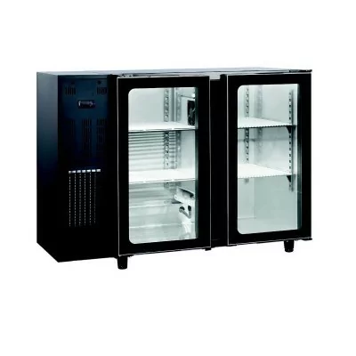 AFI - Frigo bar skinplate noir avec groupe 2 portes vitrées 1455 mm