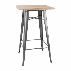 BOLERO - Table de bar Bistro grise avec plateau en bois