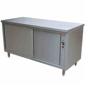 DIAMOND - Table sur armoire chauffante traversante centrale P. 700 mm L. 1600 mm