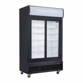 POLAR - Armoire positive 2 portes coulissantes caisson lumineux série G noire 950 L