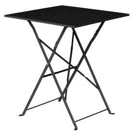 BOLERO - Table de terrasse carrée en acier noire 600 mm
