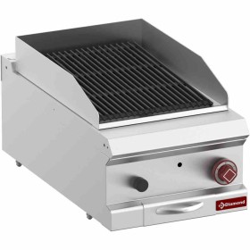 DIAMOND - Grill pierre de lave module 1/2 grille fonte double face L. 400 mm