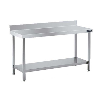 Table inox adossée étagère P. 500 mm L. 1000 mm FM150100
