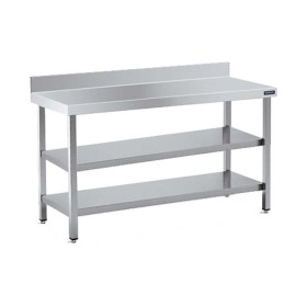 DISTFORM - Table inox adossée 2 étagères P. 550 mm L. 2400 mm
