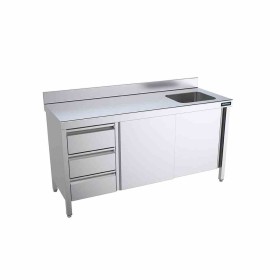 DISTFORM - Table du chef 1800x600 avec portes, module et bac à droite