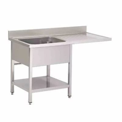 GASTRO M - Plonge inox 1 bac P. 700 mm L. 1200 mm passage lave-vaisselle