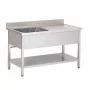 GASTRO M - Plonge inox avec étagère bac à gauche P. 700 mm L. 1400 mm