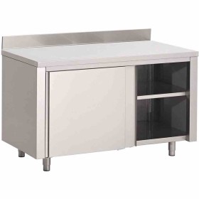 GASTRO M - Meuble de rangement inox adossé porte coulissante 2000x700x880 mm