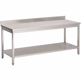 GASTRO M - Table inox étagère et dosseret P. 600 L. 2000