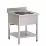 GASTRO M - Plonge inox avec étagère 1 bac P. 700 mm L. 700 mm