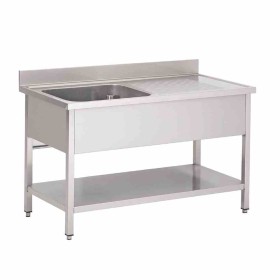 GASTRO M - Plonge inox murale avec étagère 1 bac P. 700 mm L. 1200