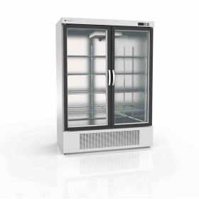CORECO - Armoire gourmet 2 portes vitrées négative extérieur blanc intérieur inox