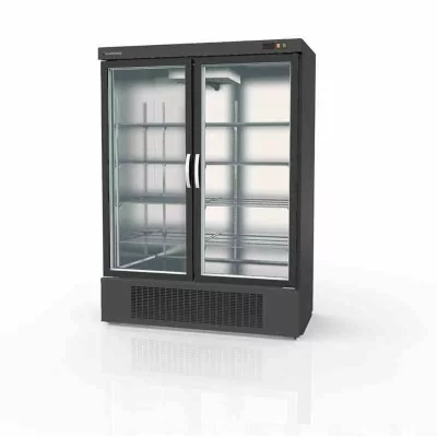 CORECO - Armoire gourmet 2 portes vitrées négative extérieur noir intérieur inox