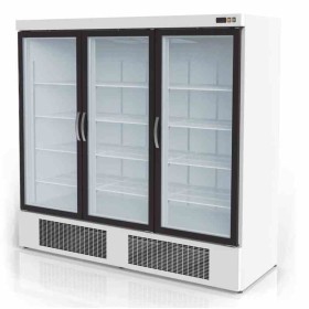 CORECO - Armoire gourmet 3 portes vitrées négative extérieur/intérieur blanc