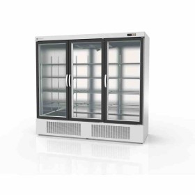 CORECO - Armoire gourmet 3 portes vitrées négative extérieur blanc intérieur inox