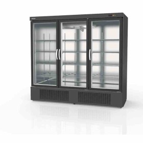 CORECO - Armoire gourmet 3 portes vitrées négative extérieur noir intérieur inox