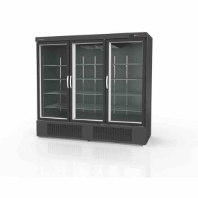 CORECO - Armoire gourmet 3 portes vitrées négative extérieur/intérieur noir