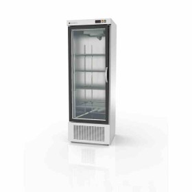 CORECO - Armoire gourmet 1 porte vitrée négative extérieur blanc intérieur inox