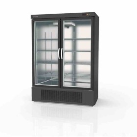 CORECO - Armoire gourmet 2 portes vitrées positive extérieur noir intérieur inox