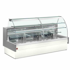 DIAMOND - Vitrine à pâtisserie bombée blanche largeur 2200 mm