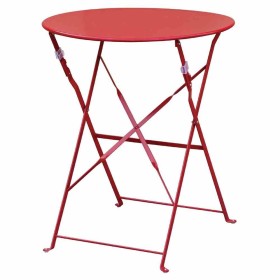 BOLERO - Table de terrasse ronde en acier rouge