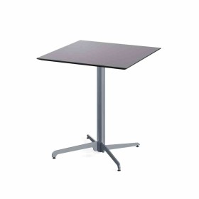 VEBA - Table de bistrot X Cross avec piètement gris + plateau HPL noir 70 x 70 cm
