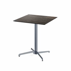 VEBA - Table de bistrot X Cross avec piètement  gris + plateau HPL Riverwashed Wood 70 x 70 cm