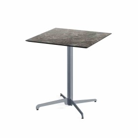VEBA - Table de bistrot X Cross avec piètement gris + plateau HPL Galaxy Marble 70 x 70 cm
