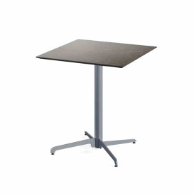 VEBA - Table de bistrot X Cross avec piètement gris + plateau HPL Midnight Marble 70 x 70 cm