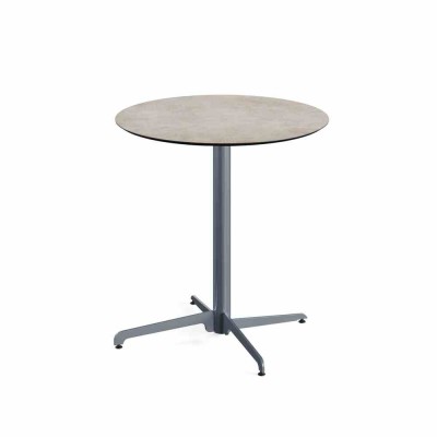 VEBA - Table de bistrot X Cross avec piètement gris + plateau HPL Moonstone Ø 70 cm