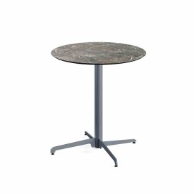 VEBA - Table de bistrot X Cross avec piètement gris + plateau HPL Galaxy Marble Ø 70 cm
