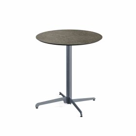 VEBA - Table de bistrot X Cross avec piètement gris + plateau HPL Midnight Marble Ø 70 cm