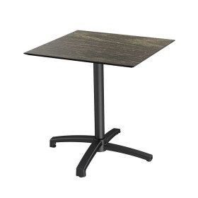 VEBA - Table de bistrot X Cross avec piètement noir + plateau HPL Riverwashed Wood 70 x 70 cm