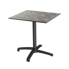 VEBA - Table de bistrot X Cross avec piètement noir + plateau HPL Galaxy Marble 70 x 70 cm