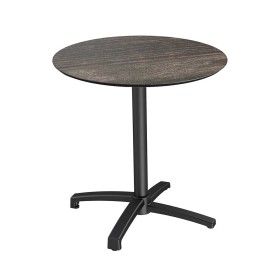 VEBA - Table de bistrot X Cross avec piètement noir + plateau HPL Riverwashed Wood Ø 70 cm