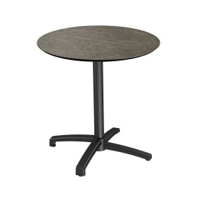 VEBA - Table de bistrot X Cross avec piètement noir + plateau HPL Midnight Marble Ø 70 cm