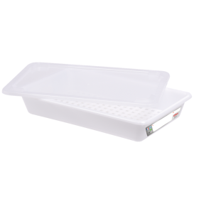 GILAC - Bac plat 5 L HACCP blanc + couvercle + grille