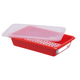 GILAC - Bac plat 3 L HACCP rouge + couvercle + grille