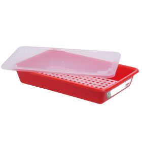 GILAC - Bac plat 5 L HACCP rouge + couvercle + grille